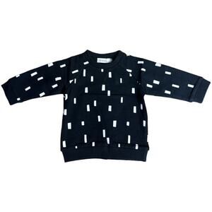 Miles Baby Unisex Black White Square Print Raglan Sweatshirt Baby 6M NWT